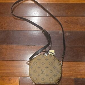 Round Brown Designer Crossbody Bag